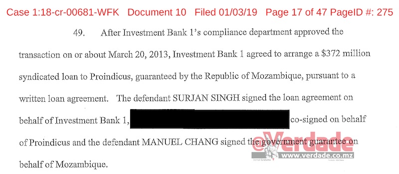 despacho da acusação proferida pelo United States District Court for Eastern District of New York