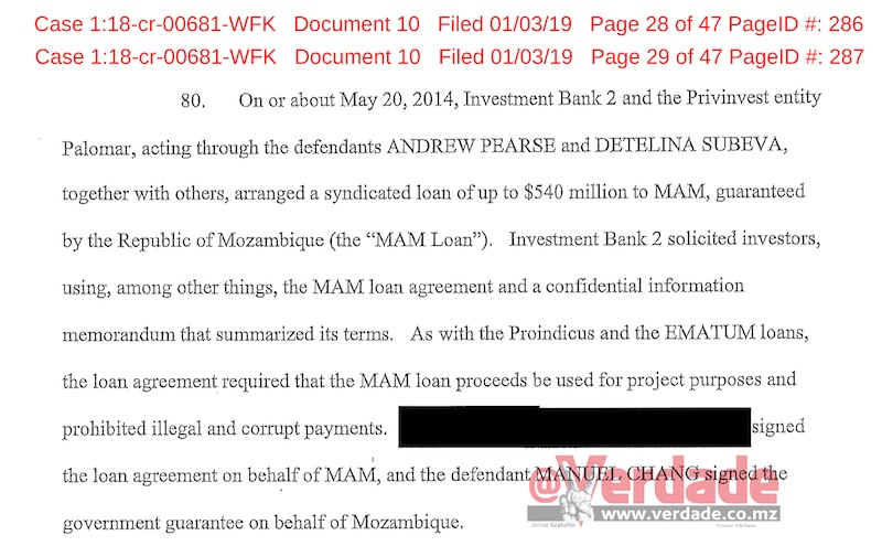 Despacho da acusação proferida pelo United States District Court for Eastern District of New York