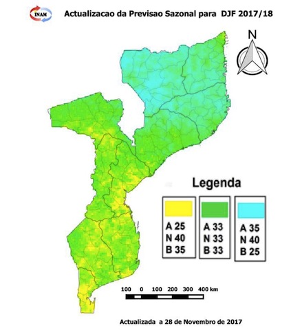 Mapa cedido pelo Instituto Nacional de Meteorologia