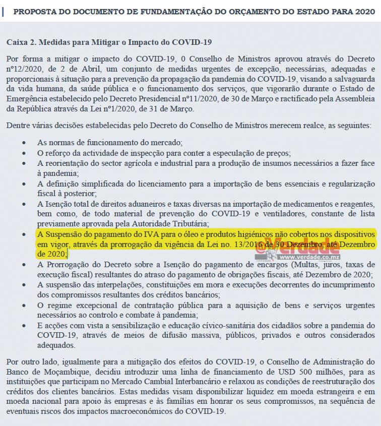 Orçamento do Estado de 2020, proposta