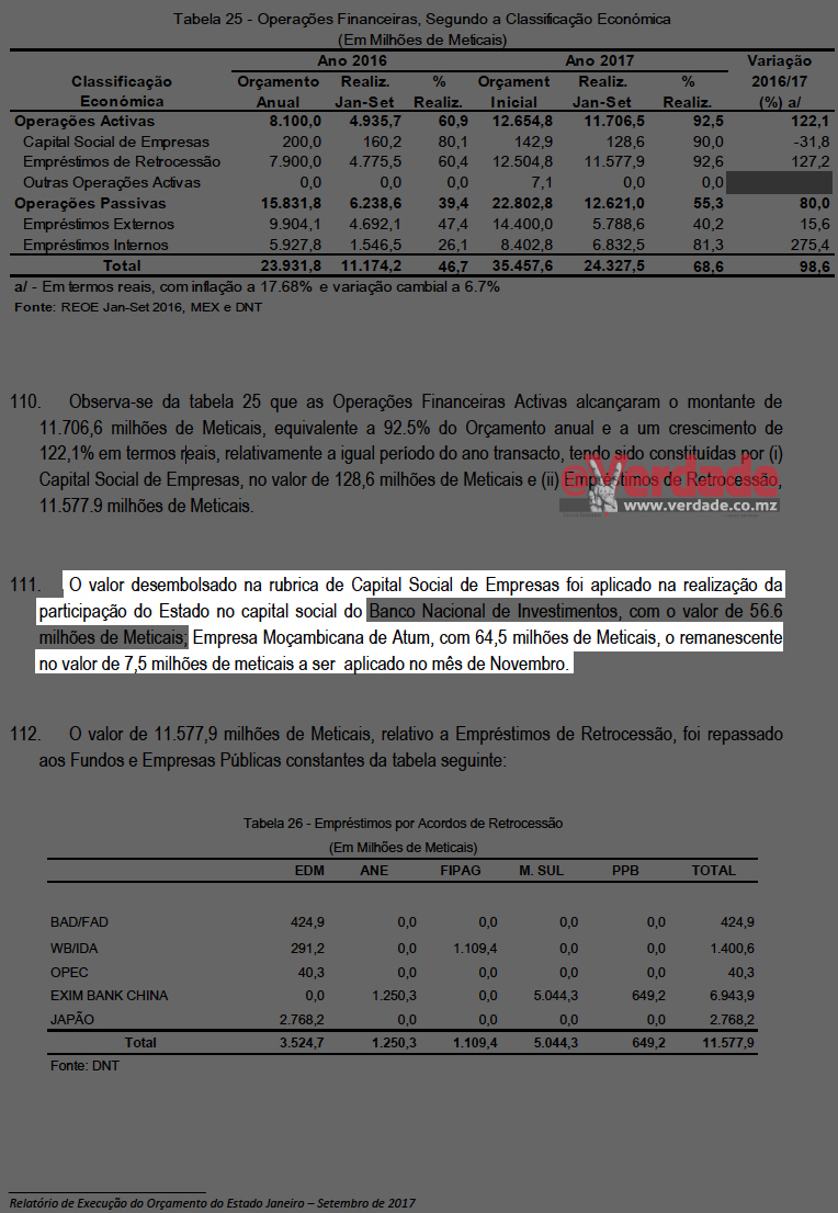 Relatório de execução do Orçamento do Estado de 2017
